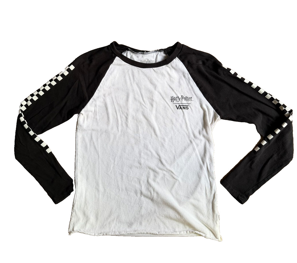 Vans x Harry Potter Raglan Long Sleeve Tee XS Black White Checker